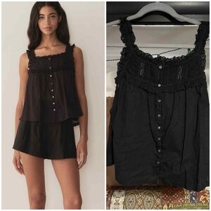 DOEN Black Fidella Sleeveless Organic Cotton Voile Top GUC size Small